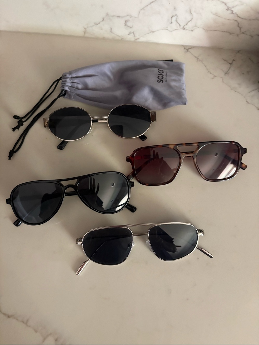 Mixed Sunglasses Set with Black, Tortoiseshell & Silver Frames